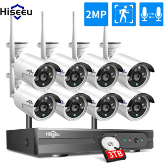 2MP 1080P CCTV System 8ch HD Wireless NVR kit 3TB HDD Outdoor IR Night Vision IP Wifi Camera Security System Surveillance Hiseeu