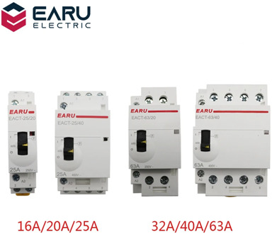 2P 4P 16A 25A 32A 40A 63A 220V 50/60Hz Din Rail Household AC Modular Contactor With Manual Control Handle Switch NO NC 2NO 2NC