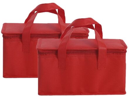 2Pack Opvouwbare Koeltas Draagbare Cake Geïsoleerde Zak Aluminiumfolie Thermische Doos Waterdicht Pak Ijs Levering Zak rood