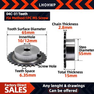 2Pc 04c Tandwiel 31 Tanden Gat 8/10/12Mm 25H 45 # Staal Tandwiel 04c tafel Wiel Afgewerkt Gat Tandwiel Schroef Gat M5 8mm
