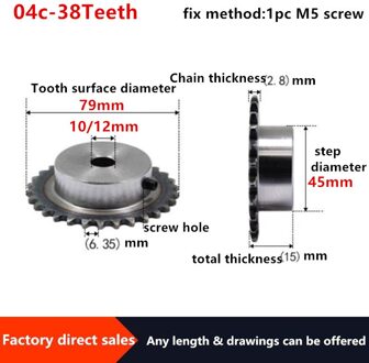 2Pc 04c Tandwiel 38 Tanden Gat 8/10/12Mm 25H 45 # Staal Tandwiel 04c tafel Wiel Afgewerkt Gat Tandwiel Schroef Gat M5