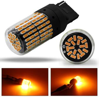 2Pc 3 Kleuren Canbus P21w T20 Led W21W W21/5W 7440 T443 Led 1156 BA15S P21W Lampen 3014 144smd Voor Richtingaanwijzer Geen Flash Led Lamp 7440 geel