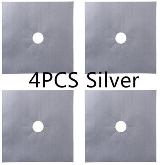 2Pc/4Pc Met Gasbrander Cover, non-stick Ketel Brander Voering Keuken Gasfornuis Protector, Cut, Vaatwasmachinebestendig, Te Cle 70% 4stk Sliver