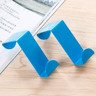 2Pc Deur Haak Roestvrij Staal Keukenkast Kleding Pothook Kleerhanger Houder blauw