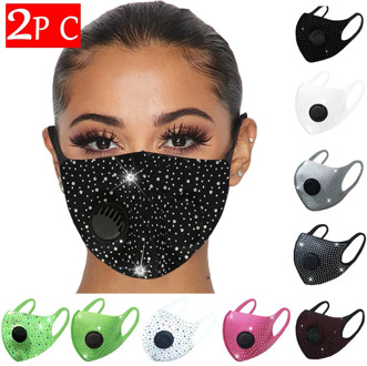 2pc Diamond Breathable Mouth Mask Unisex Face Protection Mask Reusable Washable Mask Mascarillas Earloop Mask Face Sheild