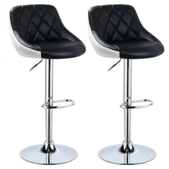 2PC Fashion Swivel Bar Chairs Synthetic Rotating Bar Stool Lifting High Stool With Footrest Adjustable For Home Office Decor HWC