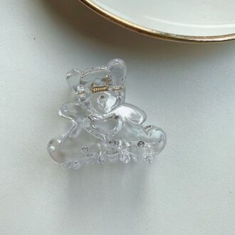 2Pc Koreaanse Kawaii Beer Haar Clip Klauw Klem Voor Vrouwen Meisjes Kids Haarspeld Krab Hoofdband Haar Washface Accessoires hoofddeksels 2stk transparant