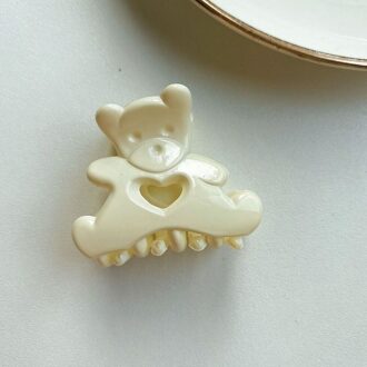 2Pc Koreaanse Kawaii Beer Haar Clip Klauw Klem Voor Vrouwen Meisjes Kids Haarspeld Krab Hoofdband Haar Washface Accessoires hoofddeksels 2stk wit