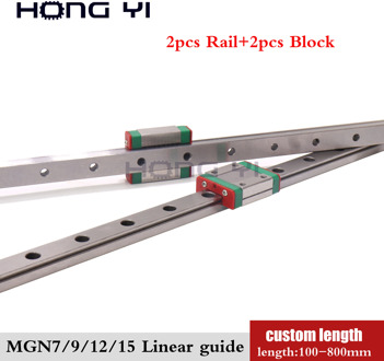 2PC MGN7C MGN7H MGN9C MGN9H MGN12C MGN12H MGN15C MGN15H Linear Rail Guide 500mm 600mm 800mm with 2PC MGN Slider