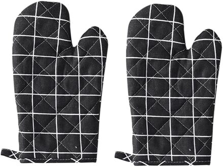 2Pc Oven Handschoenen Grill Handschoenen Gladde Koken Handschoenen Voor Koken Bakken Grillen Oven Dikke Warmte Isolatie Handschoenen Gladde zwart