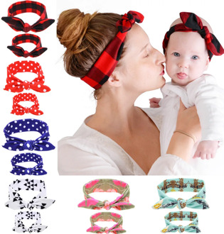 2Pc/Set Mother Baby Turban Mom And Me Matching Headband Mom Daughter Rabbit Ears Headbands Floral Print Hair Accessories