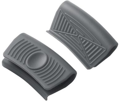 2Pc Siliconen Isolatie Non Slip Panhandle Pot Mitts Cover Pot Pan Handvat Warmte-isolatie Cover Steelpan Houder Keukengerei grijs