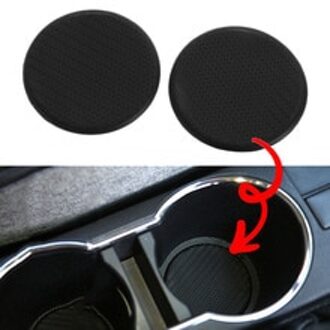 2PC Siliconen Zwarte Auto Auto Water Cup Slot Antislip Carbon Fiber Mat Accessoires auto beschermende pad auto interieur accessoires
