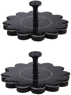 2Pc Solar Fontein Outdoor Zonne-energie Vogel Bad Water Pomp Voor Zwembad Tuin Aquarium Met 8Pc Nozzles 2Pc Nozzle Connector
