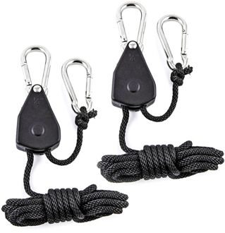 2Pcs 1/8 "Katrol Touw Ratchet 150lb Zware Vergrendeling Hanger Tillen Lanyard Voor Tent Kamer Fan Groeien Plant camping Wandelen 67JB