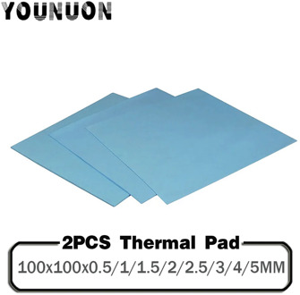 2PCS 100x100mm Thermal Pad GPU CPU Heatsink Cooling Conductive Silicone Pad 0.5/1/1.5/2/2.5/3/4/5mm Thickness Thermal Pad