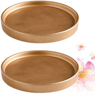 2Pcs 11.5X11.5X1.5Cm Bloempot Lekbak Keramische Cement Bloempot Base Tray Voor Tuin Balkon (Grijs) gouden