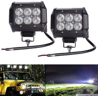 2Pcs 18W Auto Led Licht Bar Werk Licht Lamp Chip Led 4 "Motorfiets Trekker Boot Off Road truck