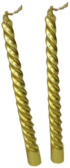 2pcs 19.5cm Spiral Twisted Long Candle Flickering Candle Light Tea Light Candles for Wedding Anniversary Goud