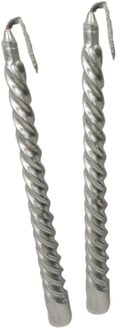 2pcs 19.5cm Spiral Twisted Long Candle Flickering Candle Light Tea Light Candles for Wedding Anniversary zilver