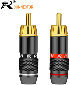2Pcs/1Pair Gold Plated RCA Connector RCA male plug adapter Video/Audio Wire Connector Support 6mm Cable black&red super fast