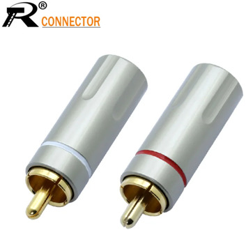 2Pcs/1Pair Gold Plated RCA Connector RCA male plug adapter Video/Audio Wire Connector Support 6mm Cable white&red super fast