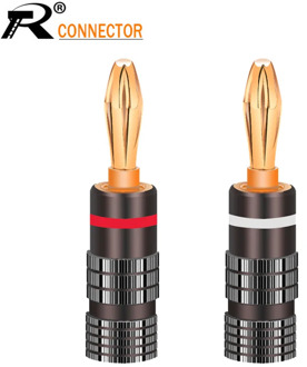2pcs/1pair Gun Metal BANANA PLUGS 24K Gold-plated 4MM Banana Connector with Screw Lock For Audio Jack Speaker Plugs White&Red