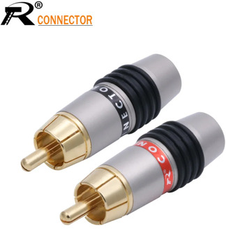 2Pcs/1Pair High quality Gold Plated RCA Connector RCA male plug adapter Video/Audio Wire Connector Support 6mm Cable black&red