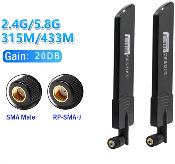2PCS 2.4G 5G 5.8G dual band folding glue stick antenna 433mhz 315mhz data transmission high gain 20dbi sma male female interface