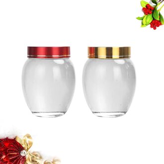 2Pcs 200Ml Glas Honing Pot Clear Jam Pot Met Aluminium Deksel Voor Home Kitchen Gebruik (Willekeurige Kleur deksel)