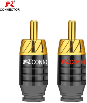 2pcs 24K Gold Plated RCA Connector RCA male plug adapter Video/Audio Wire Connector Support 5mm Cable white&red super fast