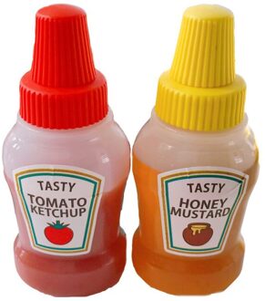 2Pcs 25Ml Kruiderij Flessen Deksels Ketchup Draagbare Kleine Saus Salade Dressing Fles Voor Lunch Box Jar Voedsel Opslag container