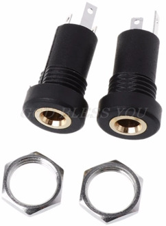 2PCS 3.5MM Audio Jack Socket 3 Pole Black Stereo Solder Panel Mount Gold With Nuts Connector Drop Shipping