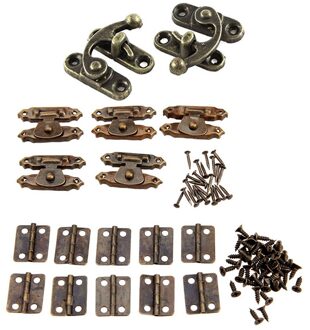 ! 2Pcs 3 M X 29 Mm Sieraden Doos Hasp Haak Lock Klink Antiek Messing Kleur & 5Pcs Antiek brons Antieke Kast Deur Klink