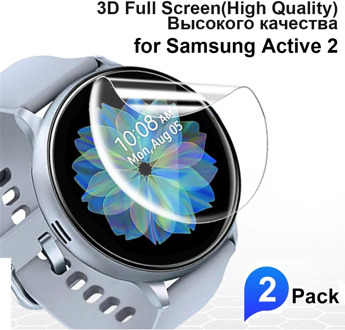 2pcs 3D Full Curved Screen Protector for Samsung Galaxy Watch Active 1 2 Tempered PET Soft Protective for Active2 40mm 44mm
