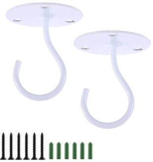 2Pcs/4Pcs Metalen Plafond Haak Muur Gemonteerd Plafond Haken Voor Outdoor Opknoping Planten Lantaarns Bloempotten Verlichting voor Thuis 2stk wit