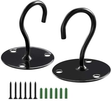 2Pcs/4Pcs Metalen Plafond Haak Muur Gemonteerd Plafond Haken Voor Outdoor Opknoping Planten Lantaarns Bloempotten Verlichting voor Thuis 2stk zwart