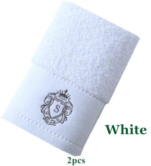 2Pcs 5 Sterren Luxe Hotel Satijn Handdoek Badkamer 100% Katoen Paar Douche Voor Thuis 35*78 Cm wit Blauw Grijs 3 Kleur Handdoek