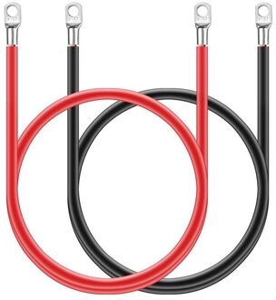 2Pcs 50Cm 5awg 100a Koperdraad Negatieve Batterij Grond Kabel Terminal Kit 16 Vierkante Batterij Connection Cable Cord lijn Met Lug