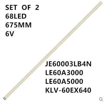 2pcs 676mm LED Backlight Lamp strip 68leds For Sony 60" TV LE60A5000 JE600D3LB4N B1824-0MA01 2012SSP60 60E610E KLV-60EX640