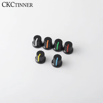 2pcs 6mm Shaft Hole Dia Plastic Threaded Knurled Potentiometer Knob Caps with plastic insert fit 1/4" shaft potentiometers For
