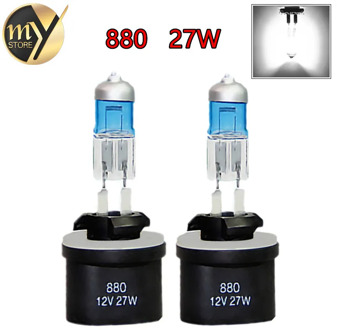 2pcs 880 890 PGJ13 Super Bright White Fog Halogen Bulb Hight Power 27W Car Head Lamp Light 12V H27W/1 Yellow Amber