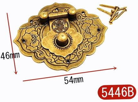 2Pcs Antieke Gouden Doos Hasp Vergrendelingen Chinese Oude Lock Catch Voor Sieraden Koffer Gesp Clip Sluiting Meubels Hardware W/Schroeven 5446B