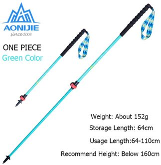 2Pcs Aonijie E4203 Telescopische Ultralight Quick Lock Trekking Poles Wandelen Pole Trail Run Tiener Wandelstok Aluminiumlegering groen 1stk