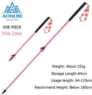 2Pcs Aonijie E4203 Telescopische Ultralight Quick Lock Trekking Poles Wandelen Pole Trail Run Tiener Wandelstok Aluminiumlegering roze 1stk