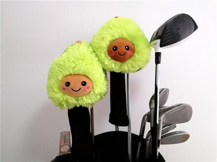 2Pcs Avocado Golf Woods Hoofd Covers Pluche Leuke Fruit Golf Fairway Wood Hybrid Headcover Voor Man Vrouwen