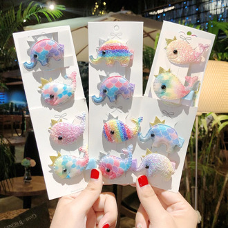 2pcs Baby Clip Cute Animal Hairpin Children Color Hairclip Kids Headwear Colorful Rainbow Hair Accessories Dropshipping
