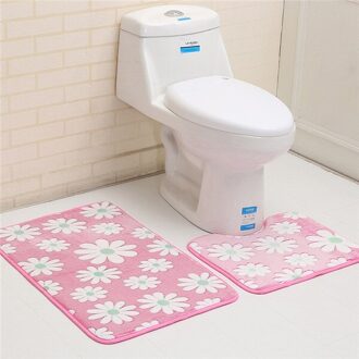 2Pcs Badmat Set Daisy Bloem Geplaveide Patroon Badkamer Tapijt Anti Slip Wc Mat Set Badkamer Producten 009