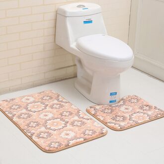 2Pcs Badmat Set Daisy Bloem Geplaveide Patroon Badkamer Tapijt Anti Slip Wc Mat Set Badkamer Producten 011