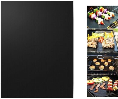 2Pcs Bbq Oven Grill Mat Hittebestendige Non-stick Bbq Grill Plaat Oven Pan Liners Bakken Pad Mat zwart 2